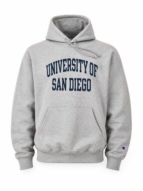 Champion University of San Diego Hoodie Gray Pullover Sweatshirt Men’s M Logo